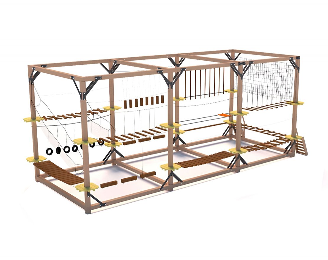 Быстровозводимый модульный веревочный парк 16 этапов - вид 3