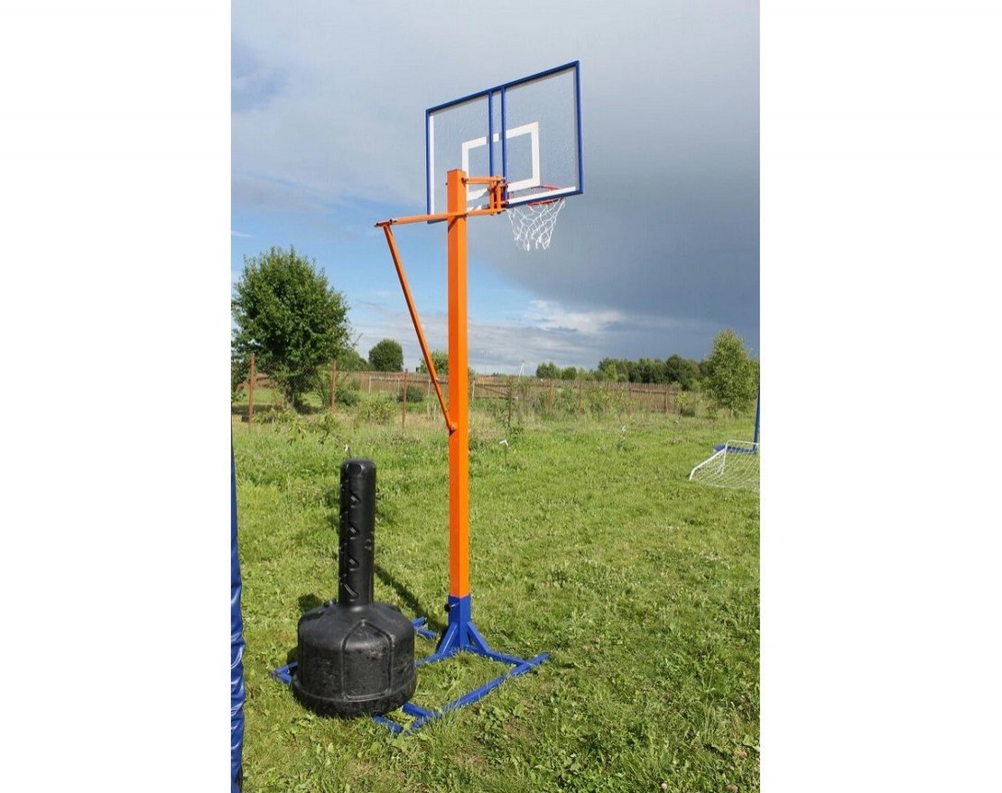 Стойка баскетбольная любительская с щитом, кольцом и сеткой - вид 2