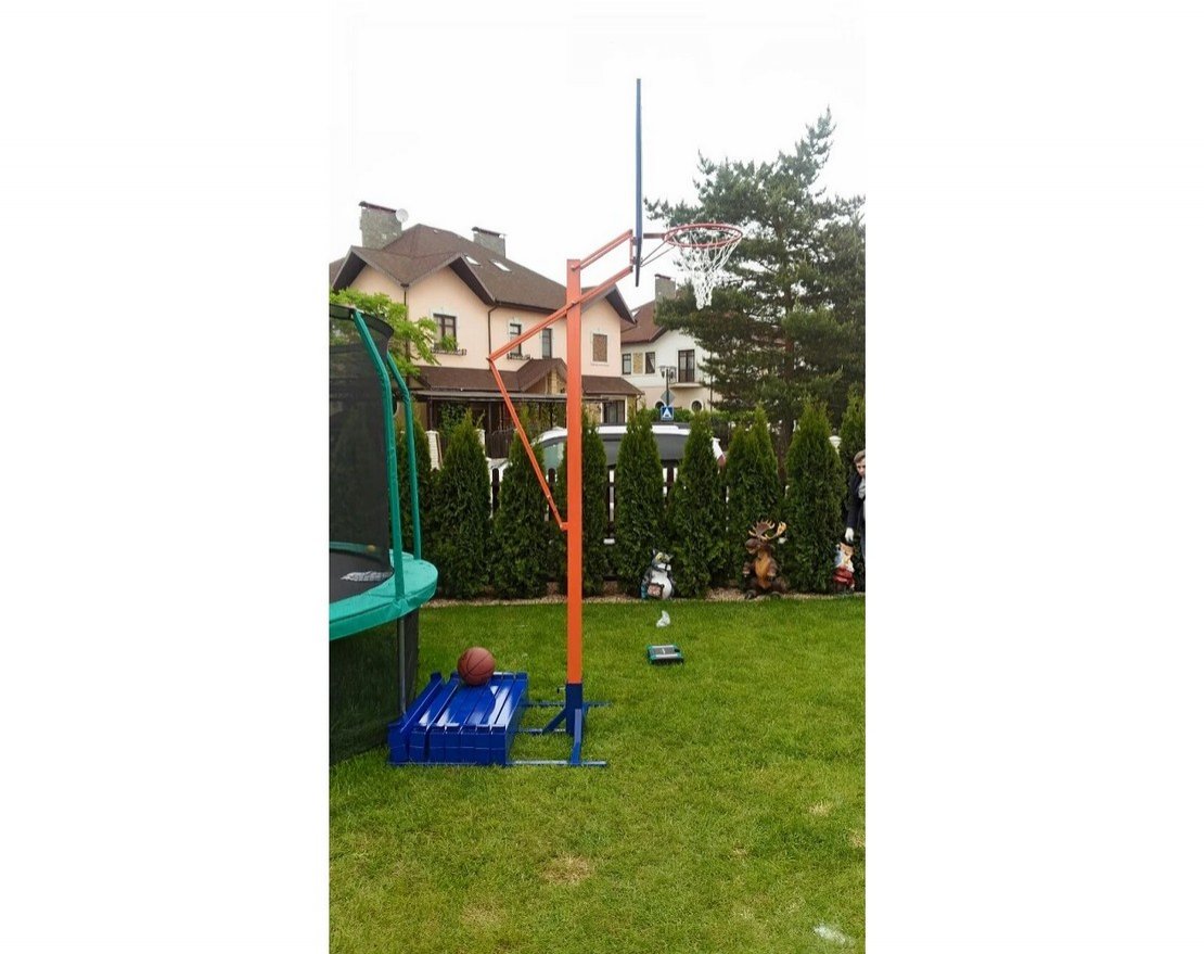 Стойка баскетбольная любительская с щитом, кольцом и сеткой - вид 3