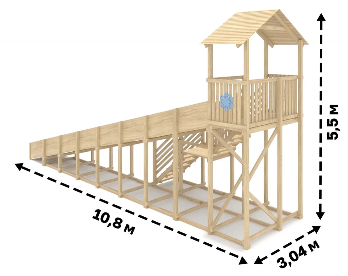 Зимняя горка Snow Fox Домик (скат 10 м), без окраски - вид 5